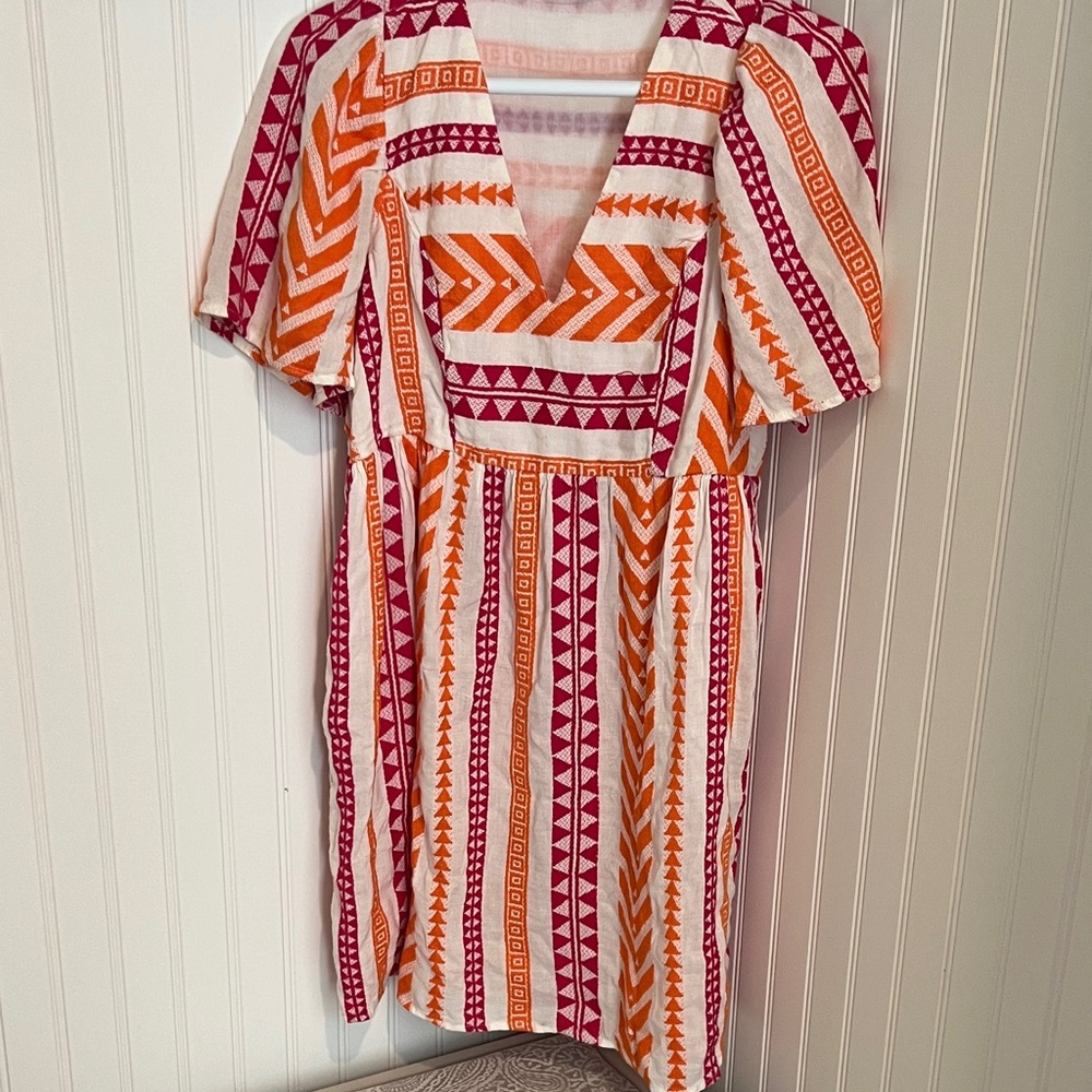 Old Navy Orange and Pink Geometric Midi Dress